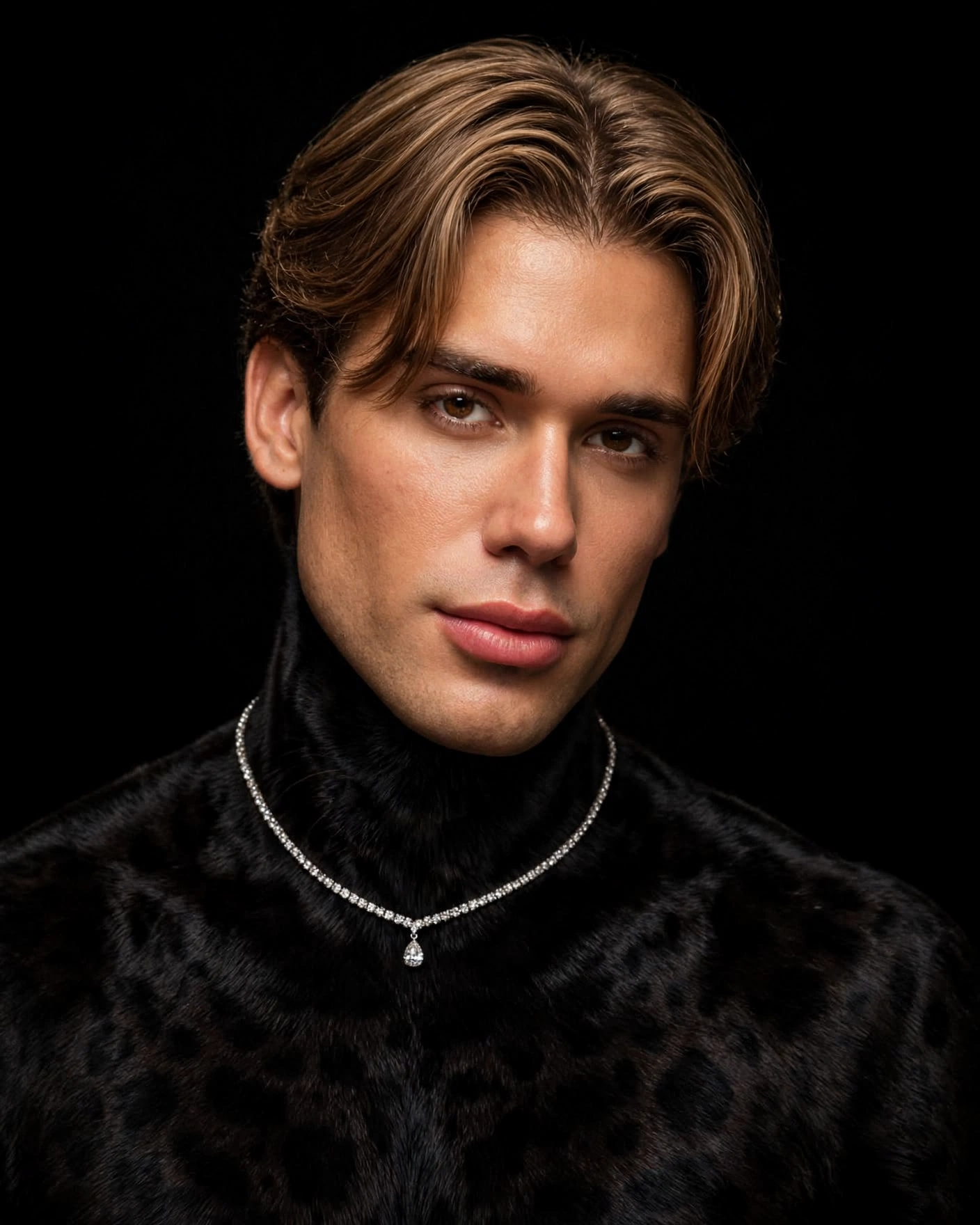 Studio portrait of Klaus Soares against a black background